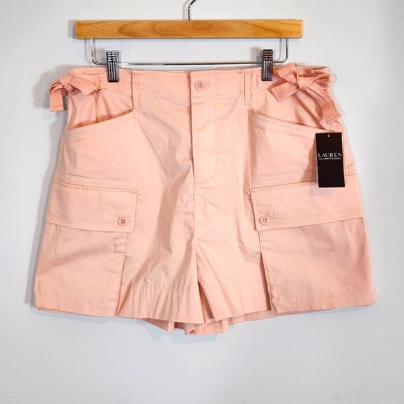 NWT Ralph Lauren Twill Cargo Chino Cotton Stretch Shorts Pale Pastel Pink SZ 10 - Picture 5 of 10